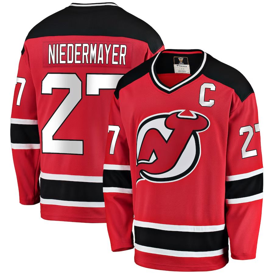 Men New Jersey Devils 27 Scott Niedermayer Fanatics Branded Red Premier Breakaway Retired Player NHL Jersey
